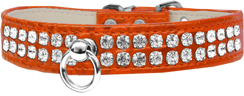 Style #72 Rhinestone Designer Croc Dog Collar Orange Size 24